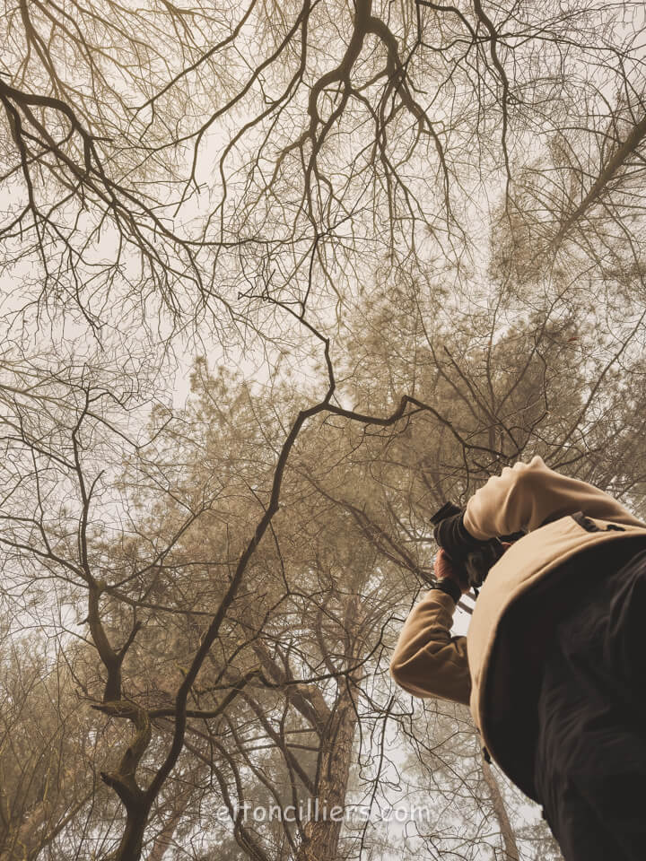 A selfie of Elton Cilliers with the camera lying on the ground shooting skywards.
