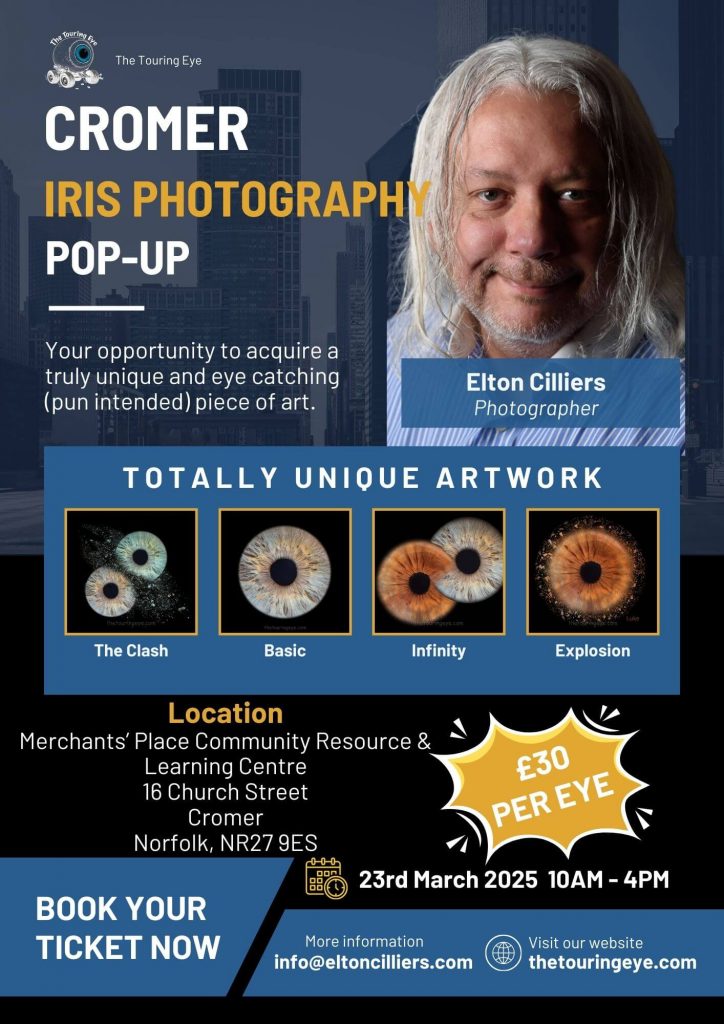 Iris photography pop up event in Cromer, Norfolk on 23rd March 2025