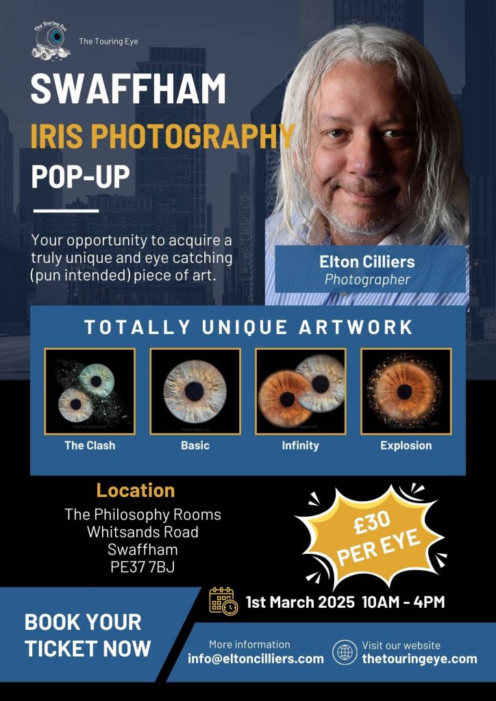 Swaffham, Norfolk iris Photography pop up event on 1st March 2025 poster