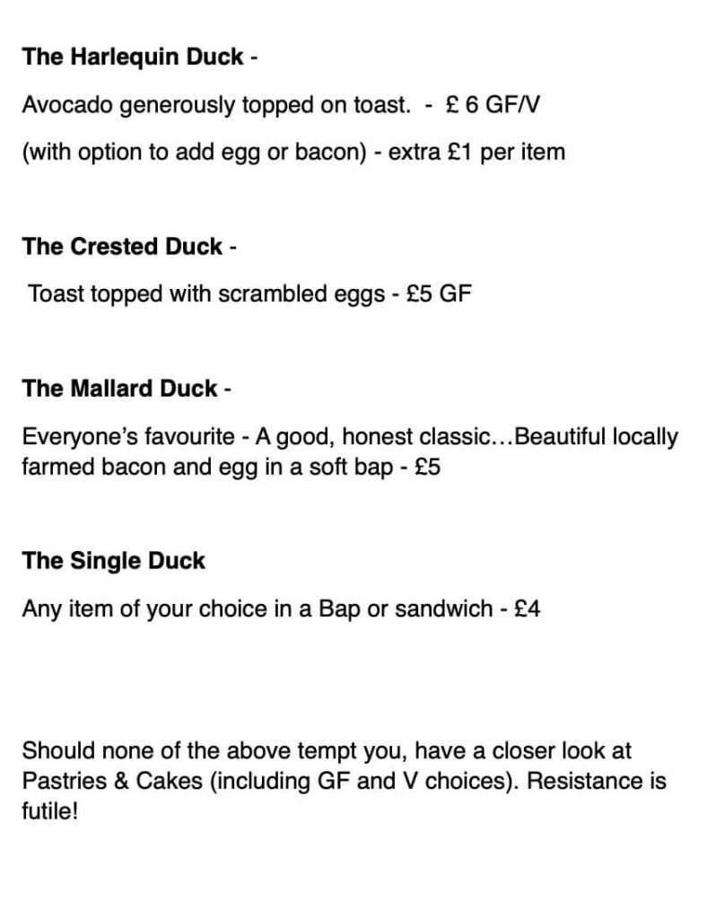 Iris photography at The Rusty Duck. The Rusty Duck Dorchester food menu page 3