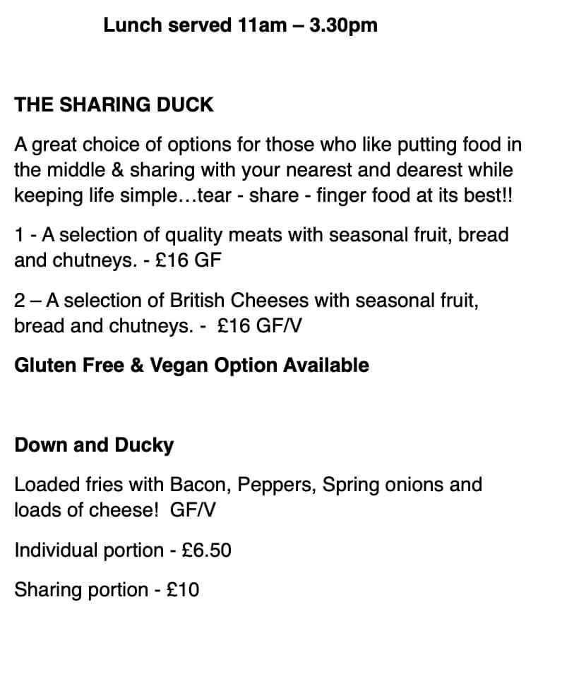 Iris photography at The Rusty Duck. The Rusty Duck Dorchester food menu page 4