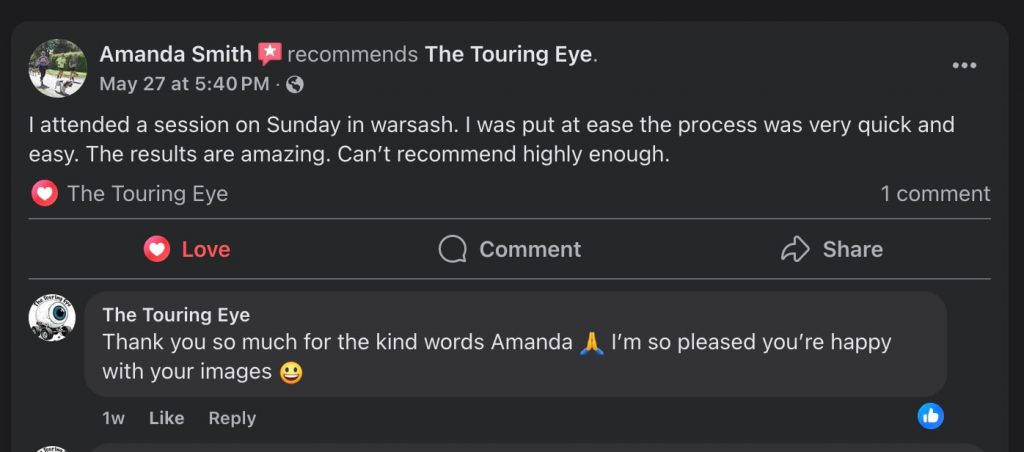 Iris photography review for The Touring Eye from Amanda. An attendee at one of my pop-up events.