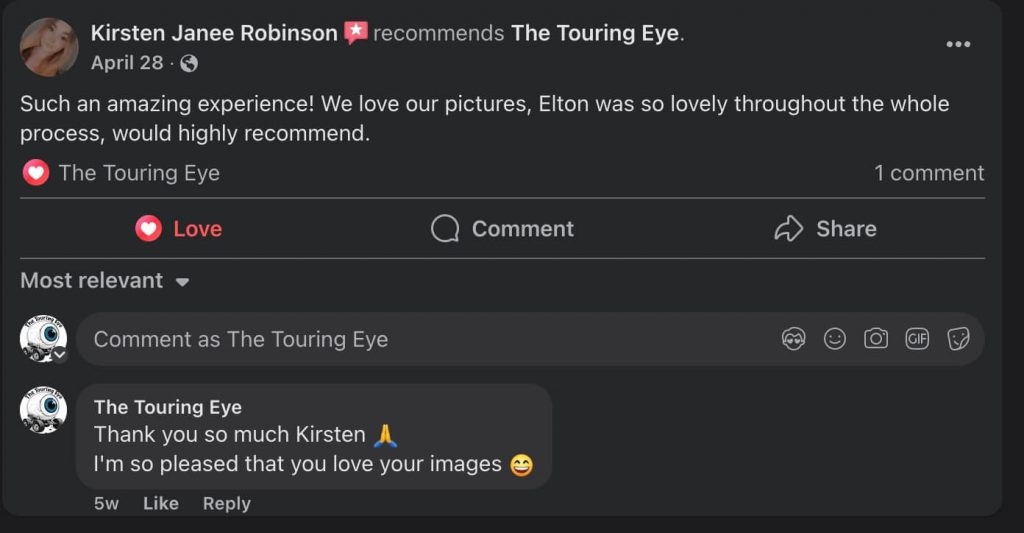 Iris photography review for The Touring Eye from Kirsten. An attendee at one of my pop-up events.